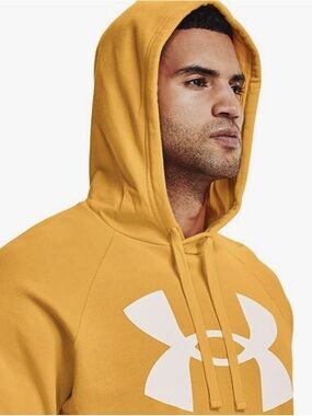 Under Armour Men's Rival Fleece Big Logo Hoodie Yellow Size XL